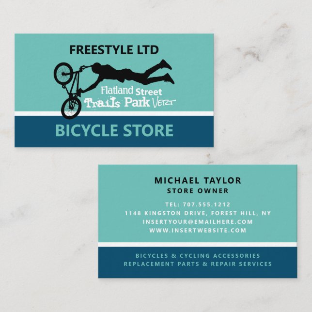 Freestyle Bike Motocross, Cycling Store Business Card (Front/Back)