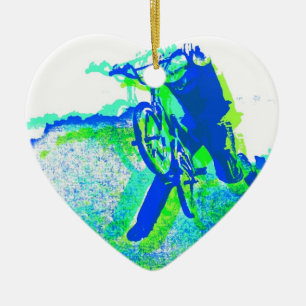 Freestyle BMX Rider in Cool Pop Art Style Ceramic Tree Decoration