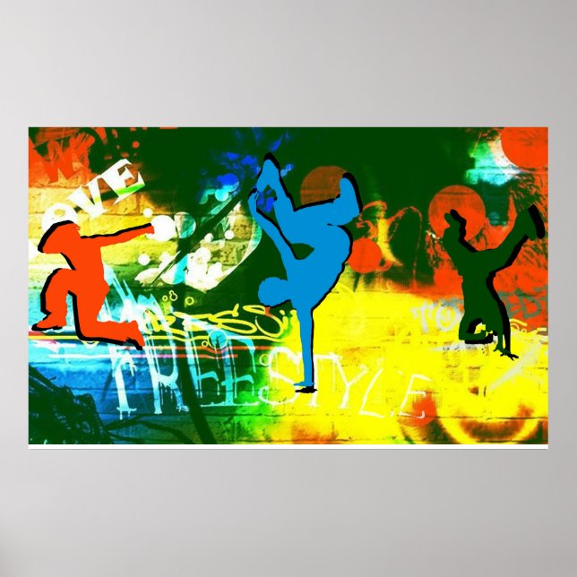 Freestyle Break Dance Graffiti Poster Hip Hop (Front)