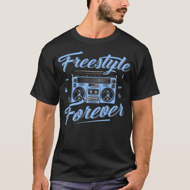 Freestyle Forever Music Boom Box Radio Love Music T-Shirt (Front)