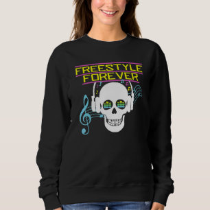 Freestyle Forever Skull with Headphone Jamming 80s Sweatshirt