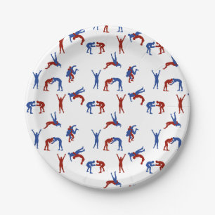 Freestyle Greco Roman Wrestling Pattern Paper Plate