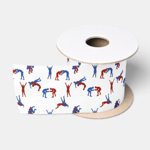 Freestyle Greco Roman Wrestling Pattern Satin Ribbon