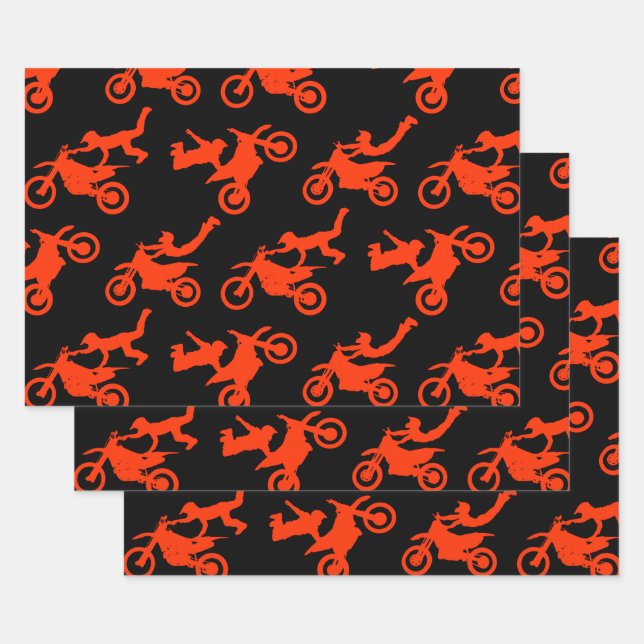 Freestyle Motocross Seat-Grab Motorcycle Lovers Wrapping Paper Sheet (Set)