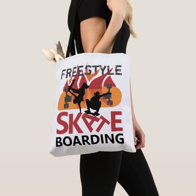 Freestyle Skateboarding Tote Bag (Close Up)