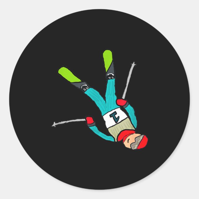 Freestyle skiing  classic round sticker (Front)