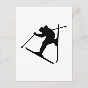 Freestyle skiing jump postcard
