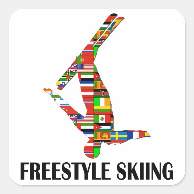 Freestyle Skiing Square Sticker (Front)