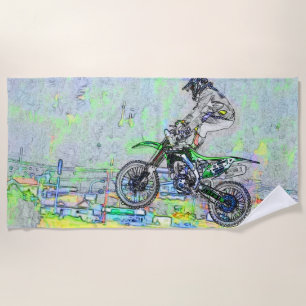 Freestyle Stuntman - Motocross Rider Beach Towel
