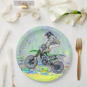 Freestyle Stuntman - Motocross Rider Paper Plate