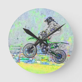 Freestyle Stuntman-Motocross Rider Round Clock