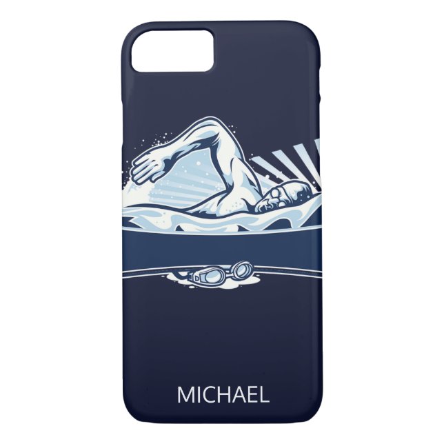 Freestyle Swimmer Personalised Name | Sport Case-Mate iPhone Case (Back)