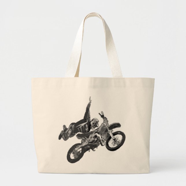 freestyling with dirt bike large tote bag (Front)