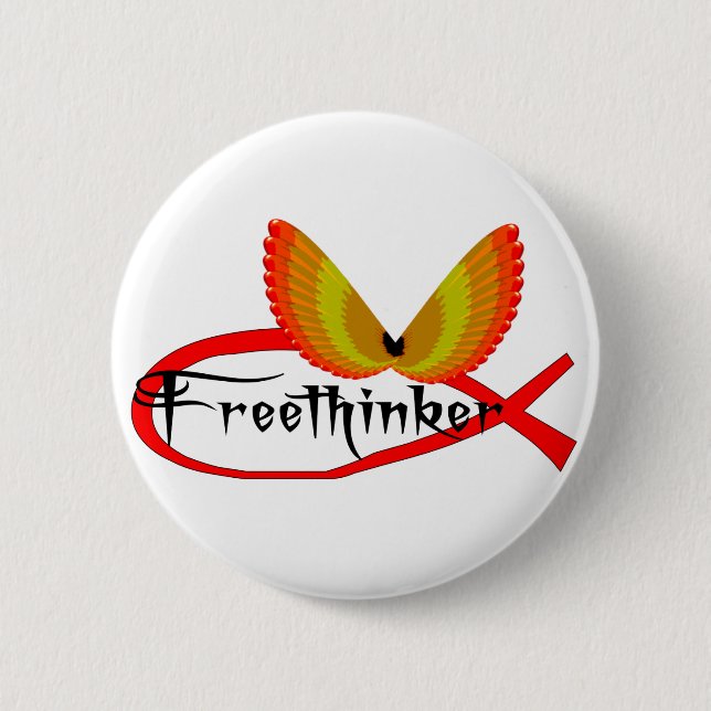 Freethinking Fish Symbol 6 Cm Round Badge (Front)