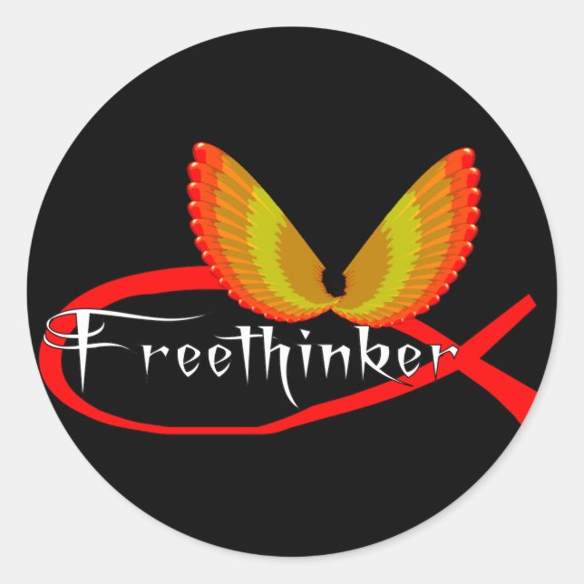 Freethinking Fish Symbol Classic Round Sticker (Front)