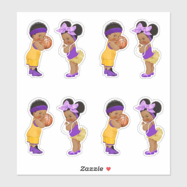 Freethrows or Bows Purple Gold Basketball Boy Girl (Sheet)