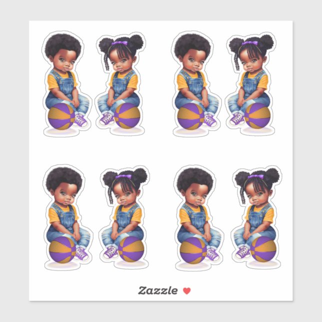 Freethrows or Bows Purple Gold Basketball Boy Girl (Sheet)