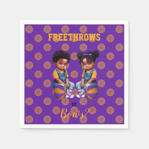 Freethrows or Bows Purple Gold Basketball Boy Girl Napkin
