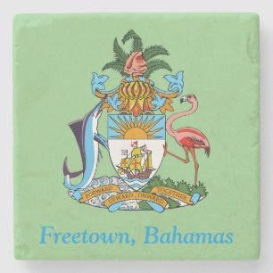 Freetown, Bahamas Ship & Flamingo (Eleuthera) Stone Coaster