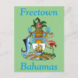 Freetown, Bahamas with Coat of Arms (Eleuthera) Postcard