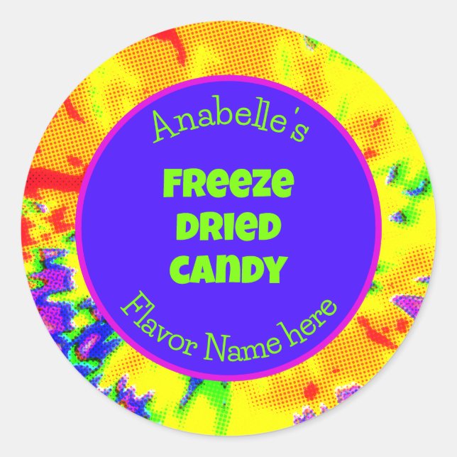 Freeze Dried Candy Colourful Personalised Label (Front)