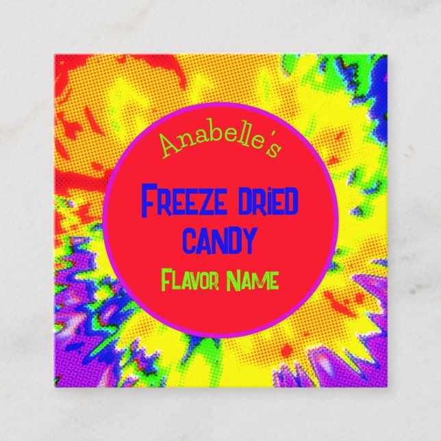 Freeze Dried Candy Custom Colourful Bright Fun  Square Business Card (Front)