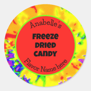Freeze Dried Candy Custom Colourful Packaging Labe Classic Round Sticker