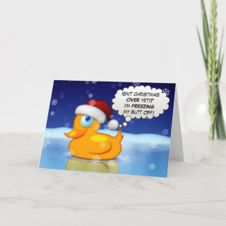 Freezing Santa Duck Holiday Card