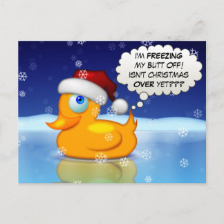 Freezing Santa Duck Holiday Postcard