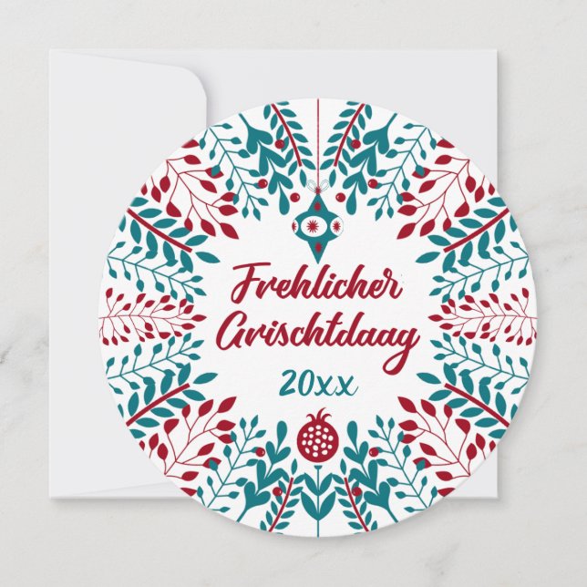 Frehlicher Grischtdaag, Pennsylvania Dutch Xmas Holiday Card (Front)