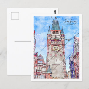 Freiburg Germany Travel Place Watercolor Postcard