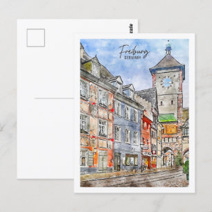 Freiburg Germany Travel Place Watercolor Postcard