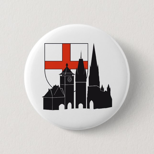 Freiburg Silhouette with coats of arms 6 Cm Round Badge (Front)