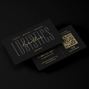 Freight Logistics Moving Trucking Cargo Black Business Card