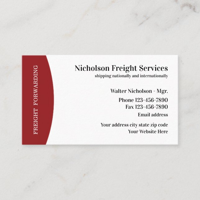 Freight Services Modern Style Business Card (Front)