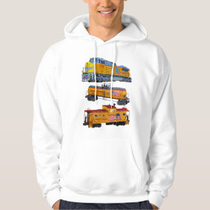 Freight Train Engine Tanker Caboose Hoodie