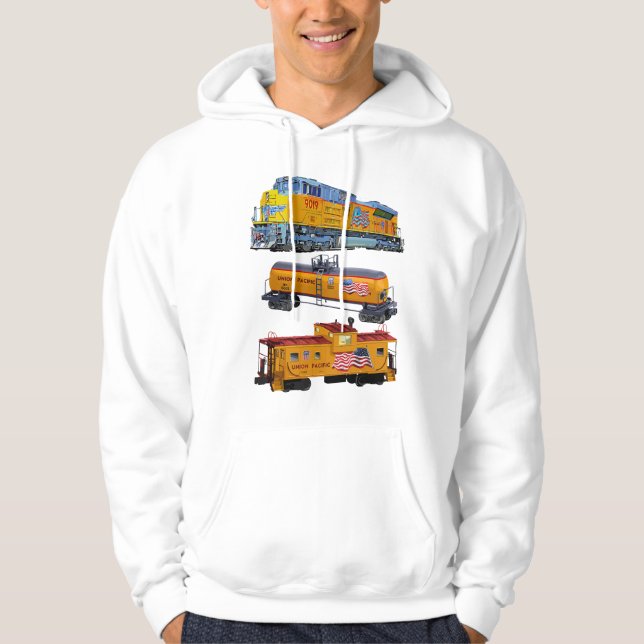 Freight Train Engine Tanker Caboose Hoodie (Front)