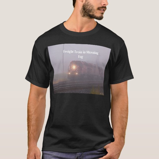 Freight Train Running in Morning Fog        T-Shirt (Front)