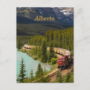 Freight Train Through Morants Curve Alberta  Postcard