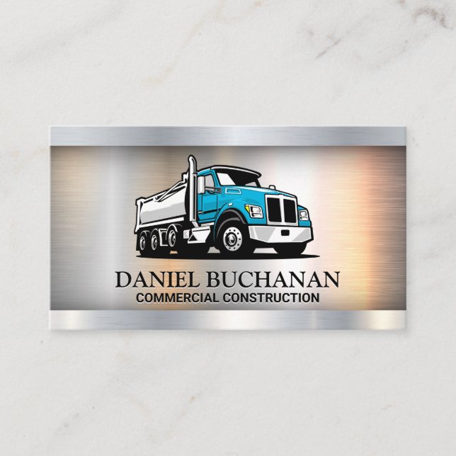 Freight Truck | Blue | Metallic Business Card (Front)