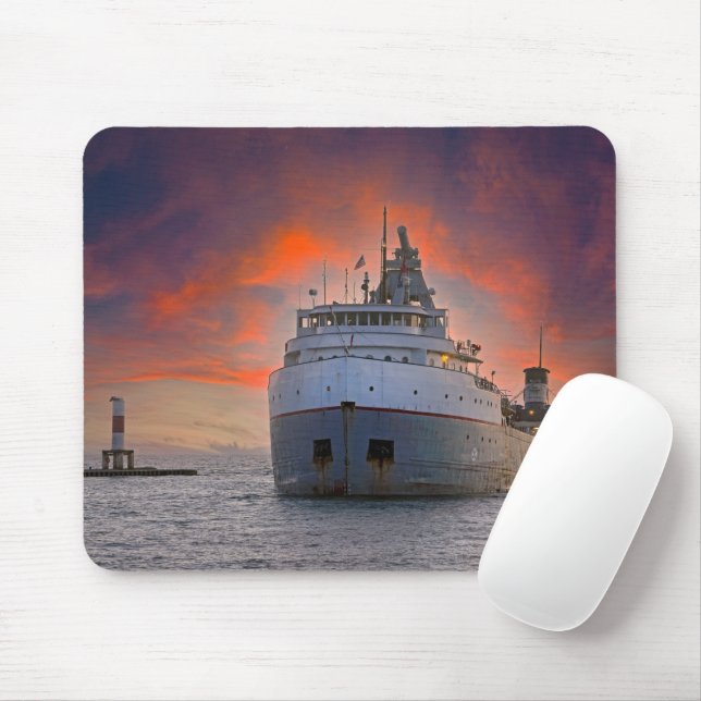 Freighter Arriving In Holland Harbour Mouse Mat (With Mouse)