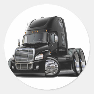 Freightliner Cascadia Black Truck Classic Round Sticker