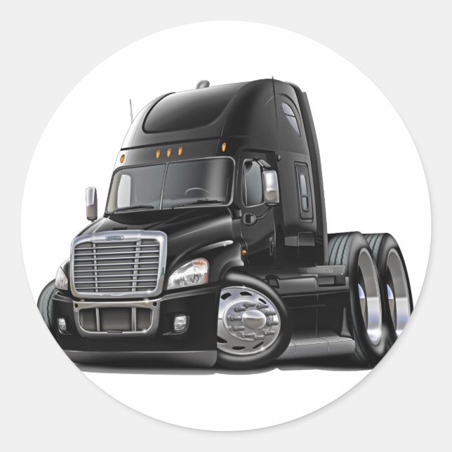 Freightliner Cascadia Black Truck Classic Round Sticker (Front)