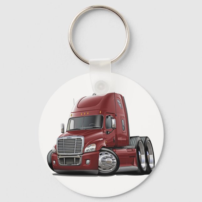 Freightliner Cascadia Maroon Truck Key Ring (Front)