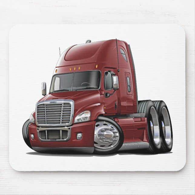 Freightliner Cascadia Maroon Truck Mouse Mat (Front)