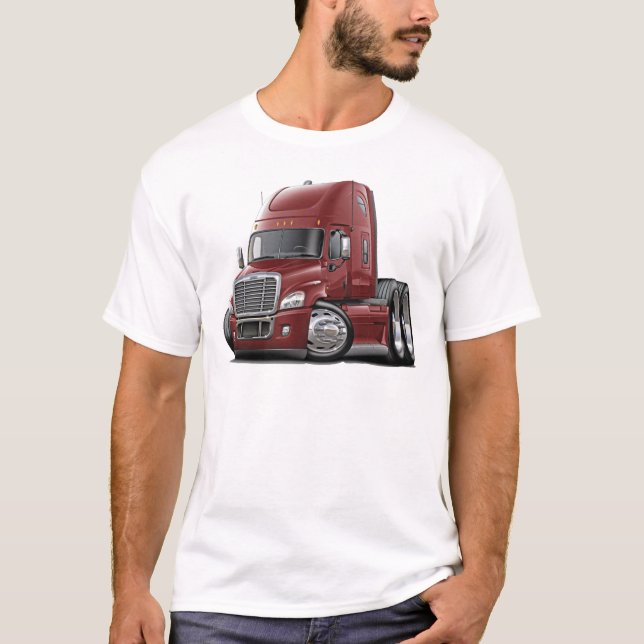 Freightliner Cascadia Maroon Truck T-Shirt (Front)