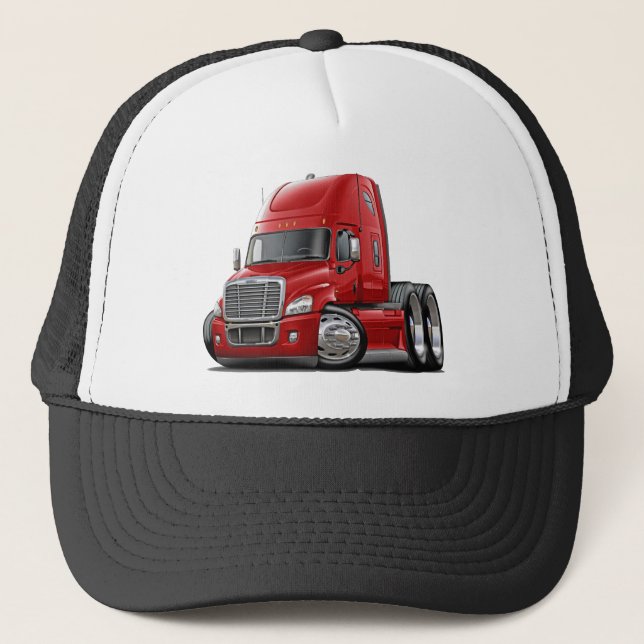 Freightliner Cascadia Red Truck Trucker Hat (Front)