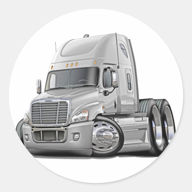 Freightliner Cascadia White Truck Classic Round Sticker (Front)