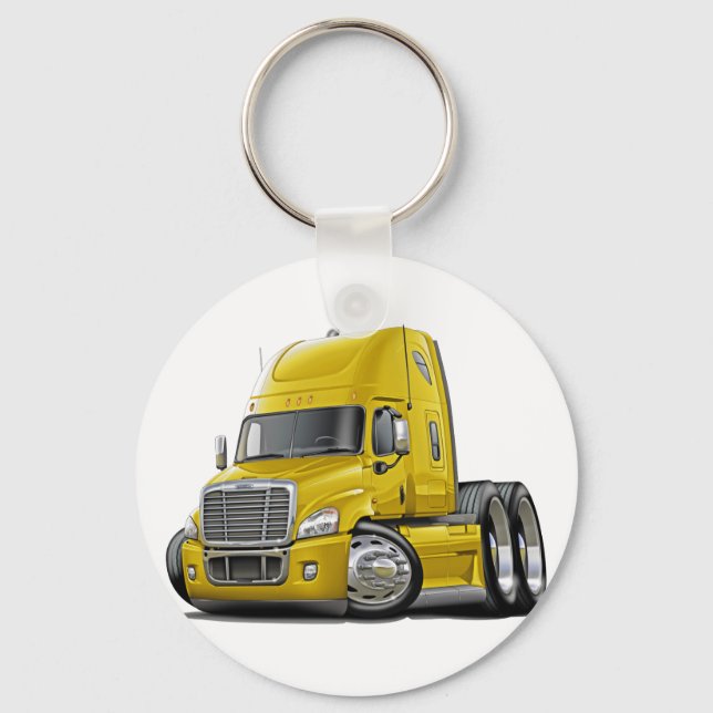 Freightliner Cascadia Yellow Truck Key Ring (Front)