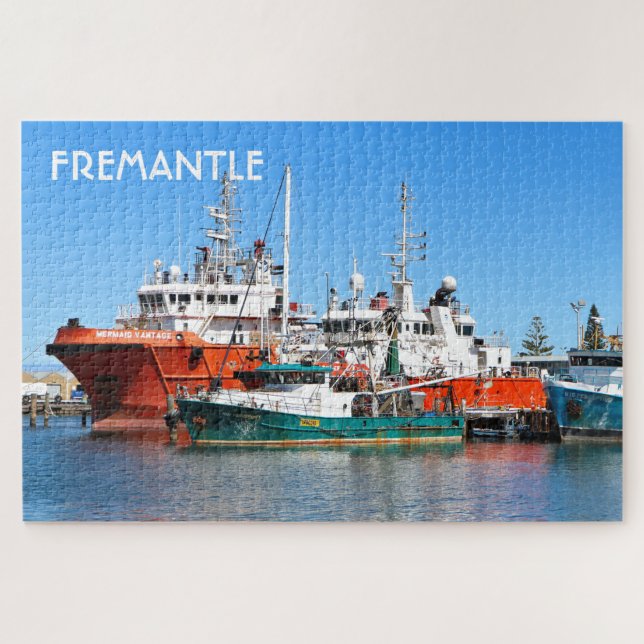Fremantle: Supply ships and fishing boat,Australia Jigsaw Puzzle (Horizontal)